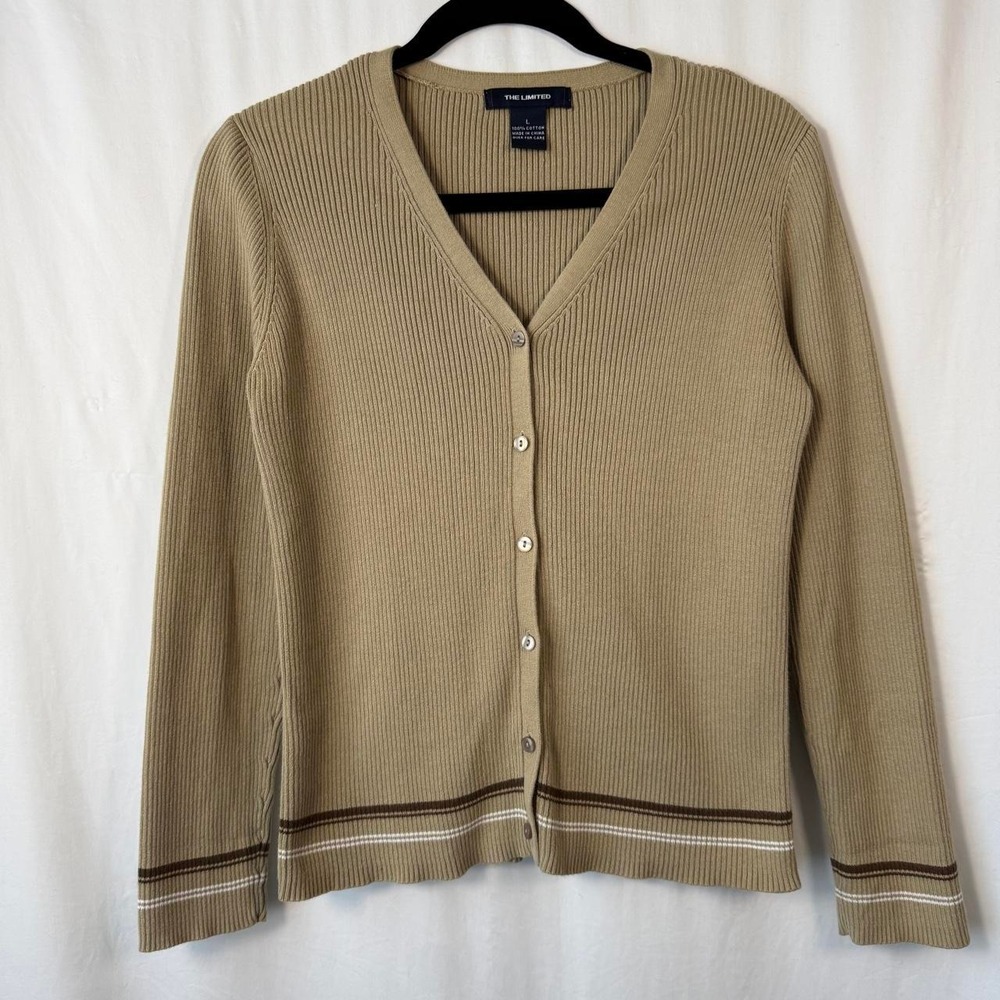 Vintage The Limited Tan 100% Cotton Cardigan Size L